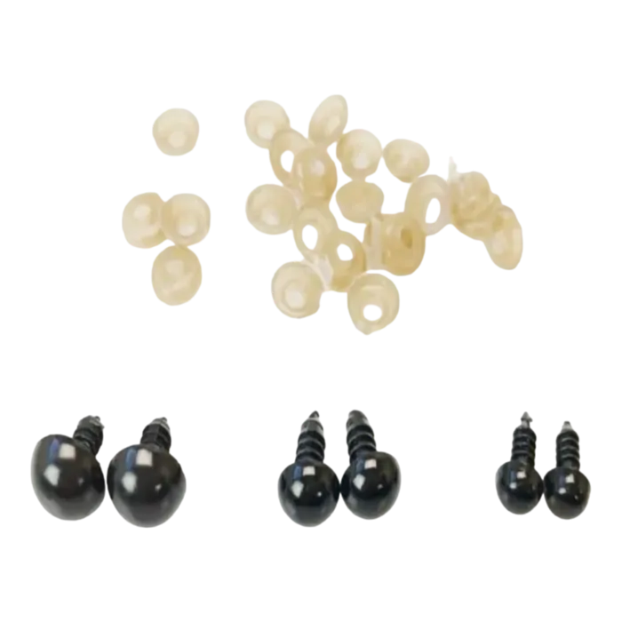 סט עיניים שחורות לבובות עם סוגר בטיחות בגדלים שונים(4 זוגות בחבילה)