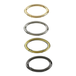 זוג טבעות קרבינה בצורת אליפסה בצבעים שונים