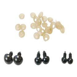 סט עיניים שחורות לבובות עם סוגר בטיחות בגדלים שונים(4 זוגות בחבילה)