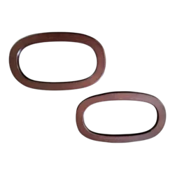 זוג ידיות אובליות עץ בצבע חום